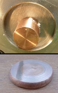Copper alloy before and after test.