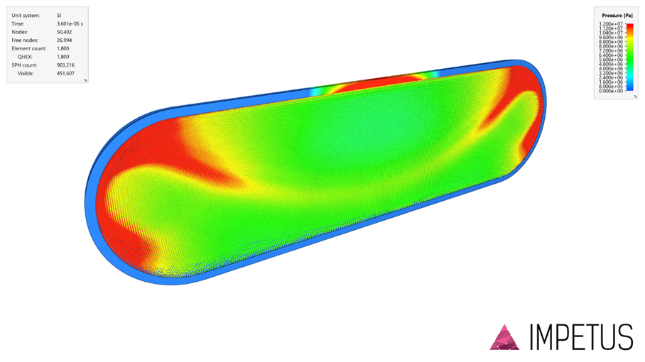 Assessment with IMPETUS AFEA the behaviour of a tank in the event of a reaction with hydrazine