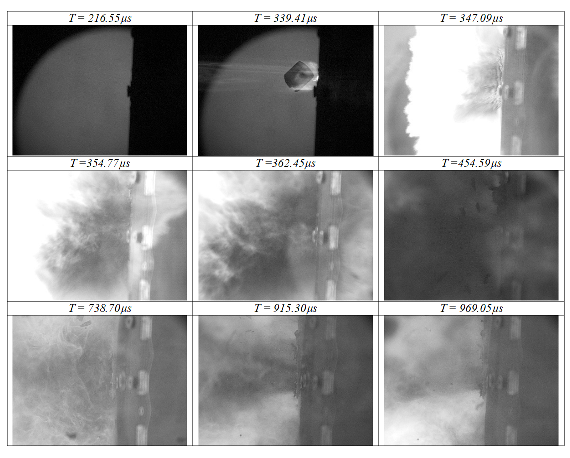 Validation of a model of hypervelocity impact on reactive fluid tank